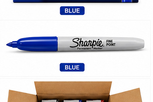 Sharpie Fine Point Permanent Marker Blue 12 Count Pack 30003 New Sealed