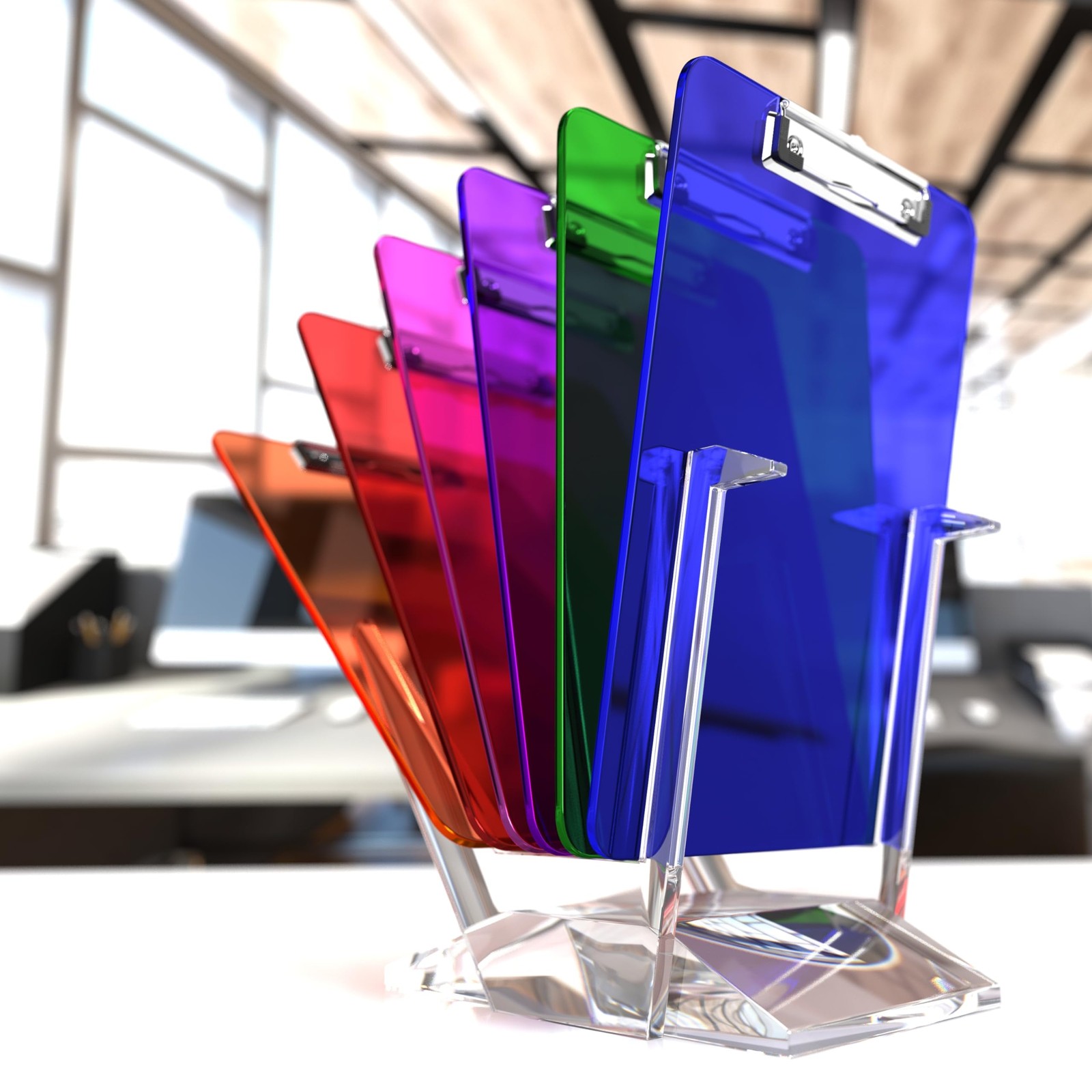6 Pack Plastic Clipboards Colored Transparent Clear Clip Boards with Low Profile