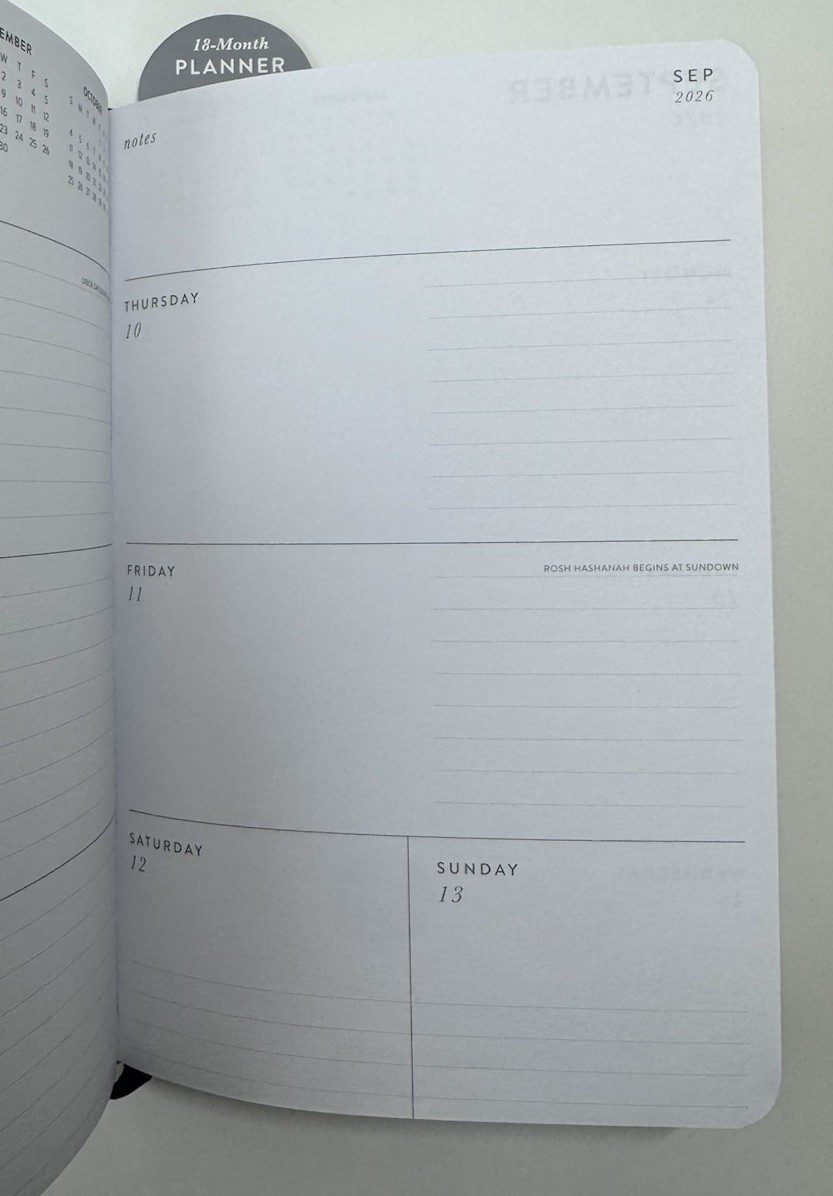 2026-2027 18-Month Calendar Planner Weekly BLACK & GOLD ECCOLO Sz 5×8”