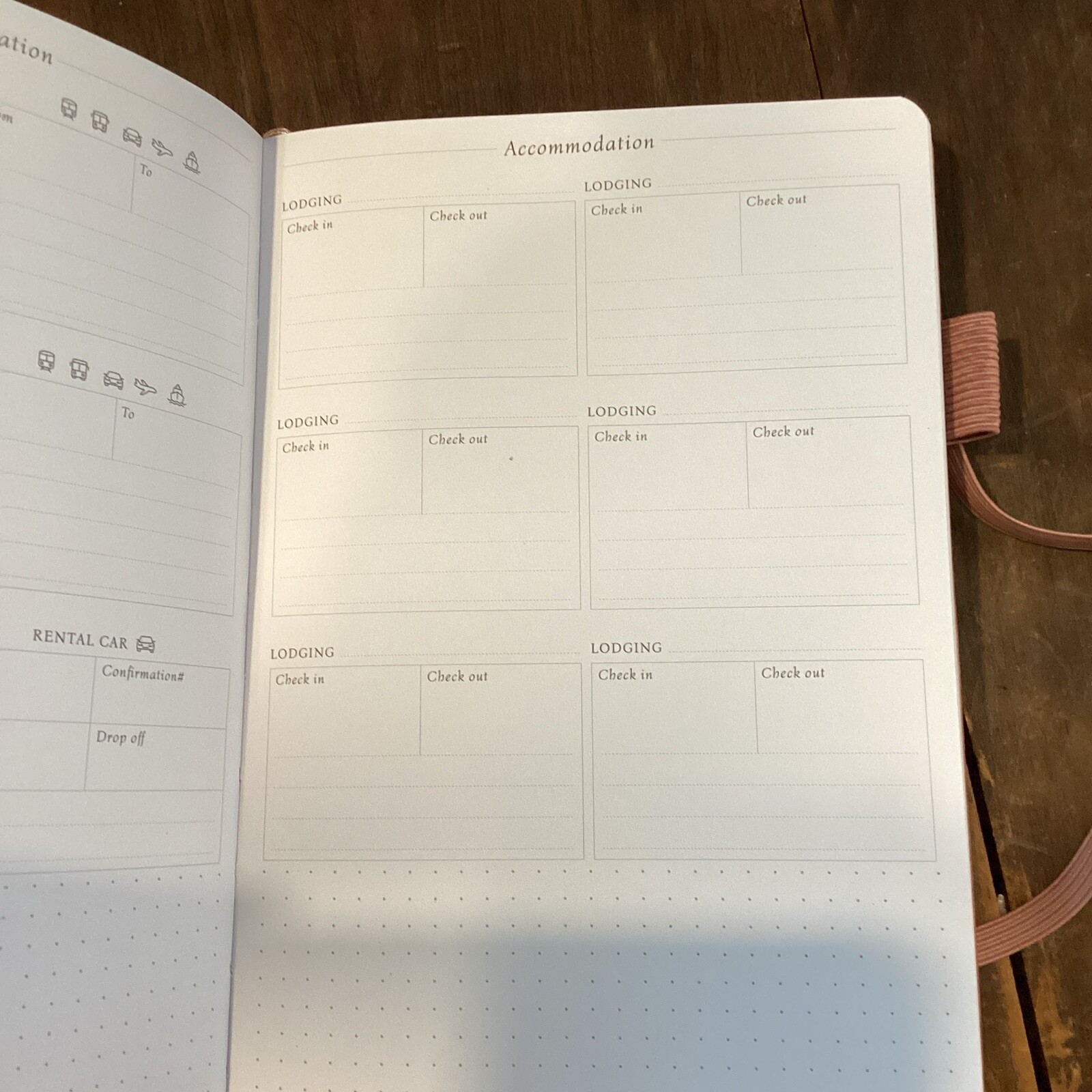 Legend Travel Planner Vacation Itinerary Organizer Journal Pink