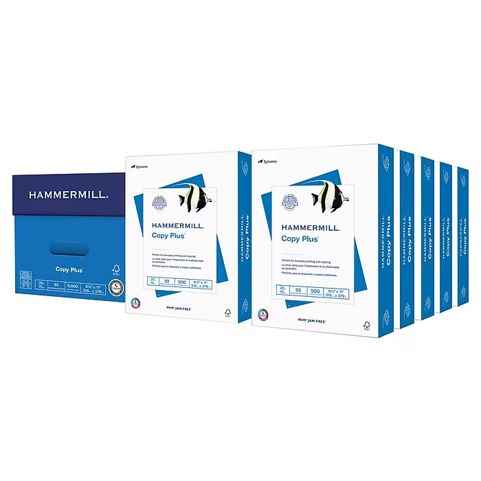 8.5″ x 11″ white Copy printer Paper 20 lbs. 92 Brightness 5000 sheets 10 Reams