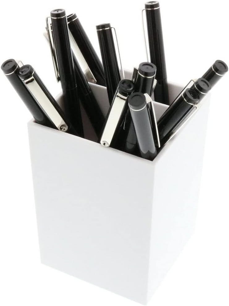 Plastic Pen Holder – Desktop Pencil Cup – Sold Individually White