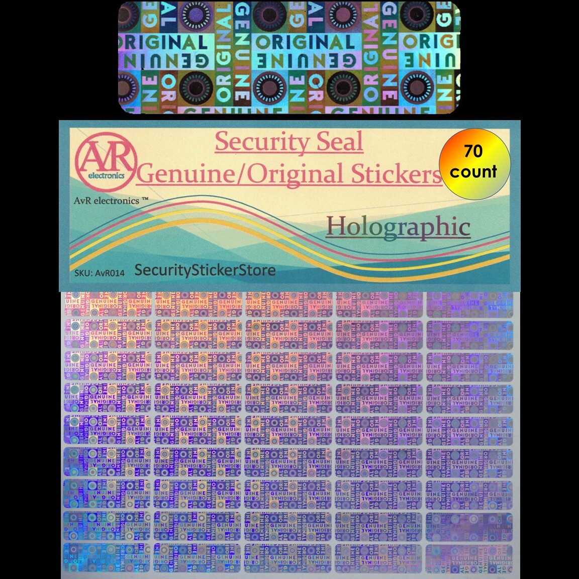 Genuine and Original Tamper Proof Security Sticker Labels (rectangular) (AvR014)