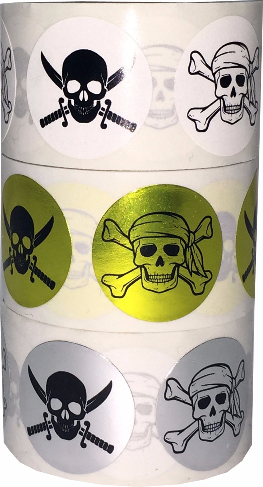 Skull and Crossbones Stickers | 0.75″ Inch Round | 100 Pack | Pick One Color