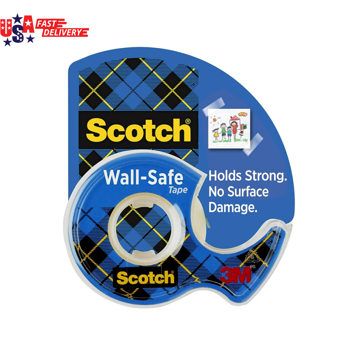 Wall-Safe Tape, 1 Dispenser Roll, Removable Wall Safe Tape, for Hanging Photos,