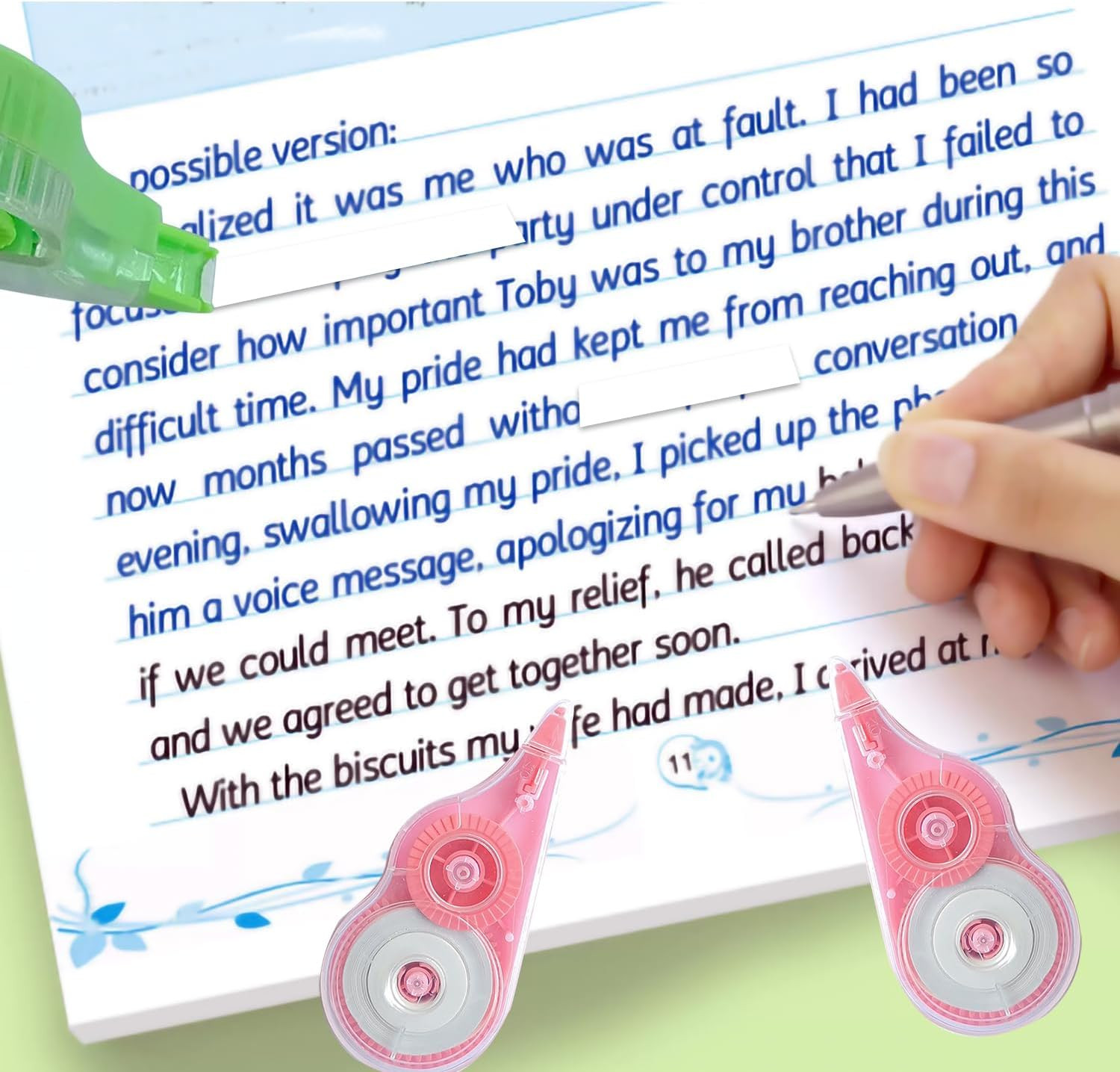 12PCS White Correction Tape,39.4ft Each,Easy To Use Applicator for Instant Corre