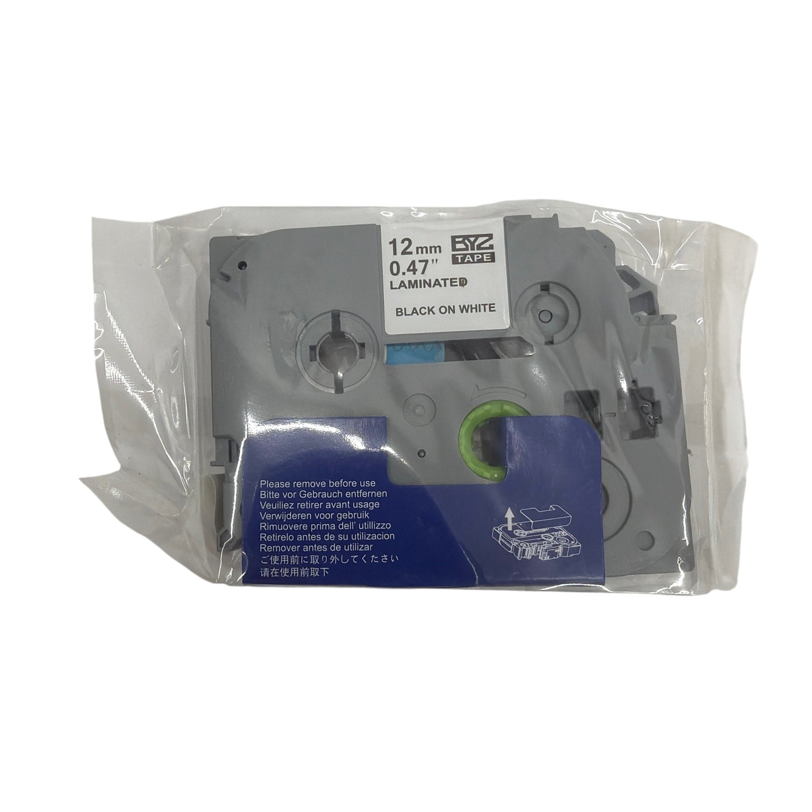 EZ Tape TZe-231 12mm 0.47 Laminated Label Tape Black on White