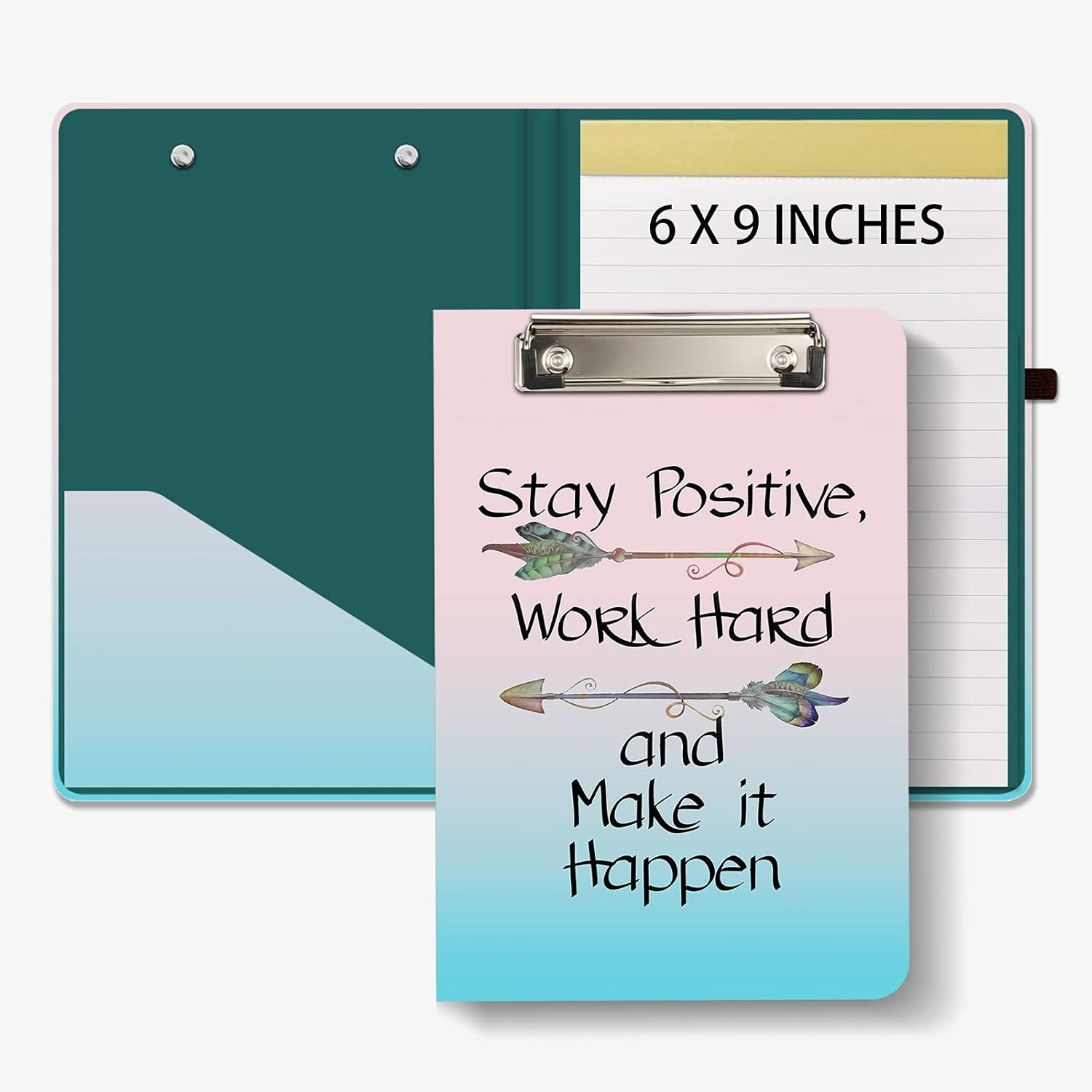 Hongri Mini Clipboard Folio with Refillable Lined Notepad and Interior Storage P