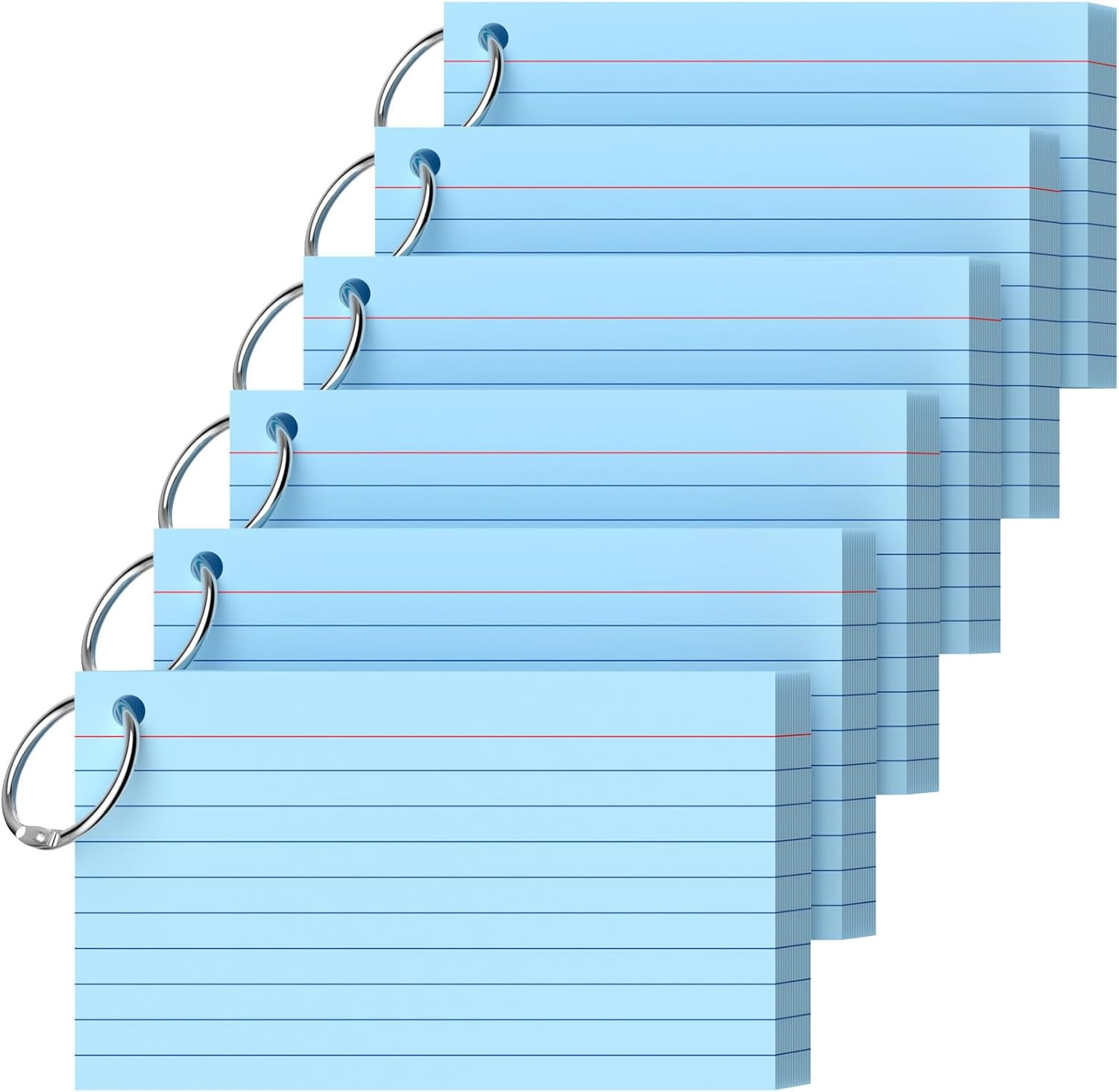 Index Cards 3×5 Inch With Ring, 300 Count, Ruled Blue Index Card, 180GSM Flash C