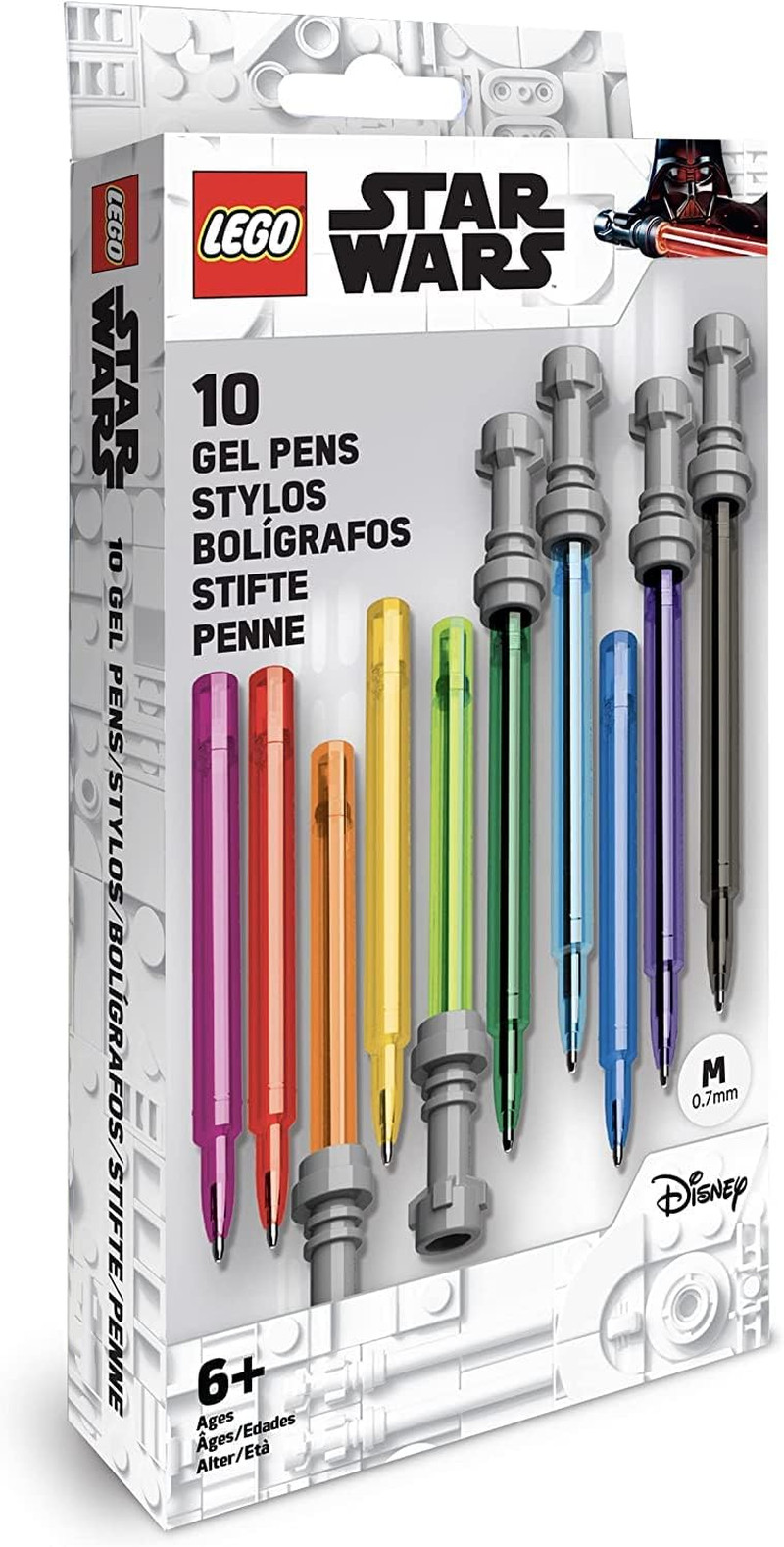 LEGO Star Wars Lightsaber Gel Pen 10 Pack (53116) – Rainbow of 10 Colors, Refill