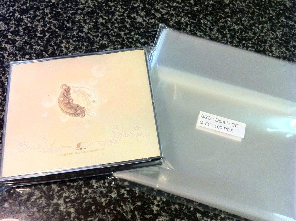 100 Pcs Double CD Jewel Case Resealable Cello/Cellophane Bags by UNIQUEPACKING