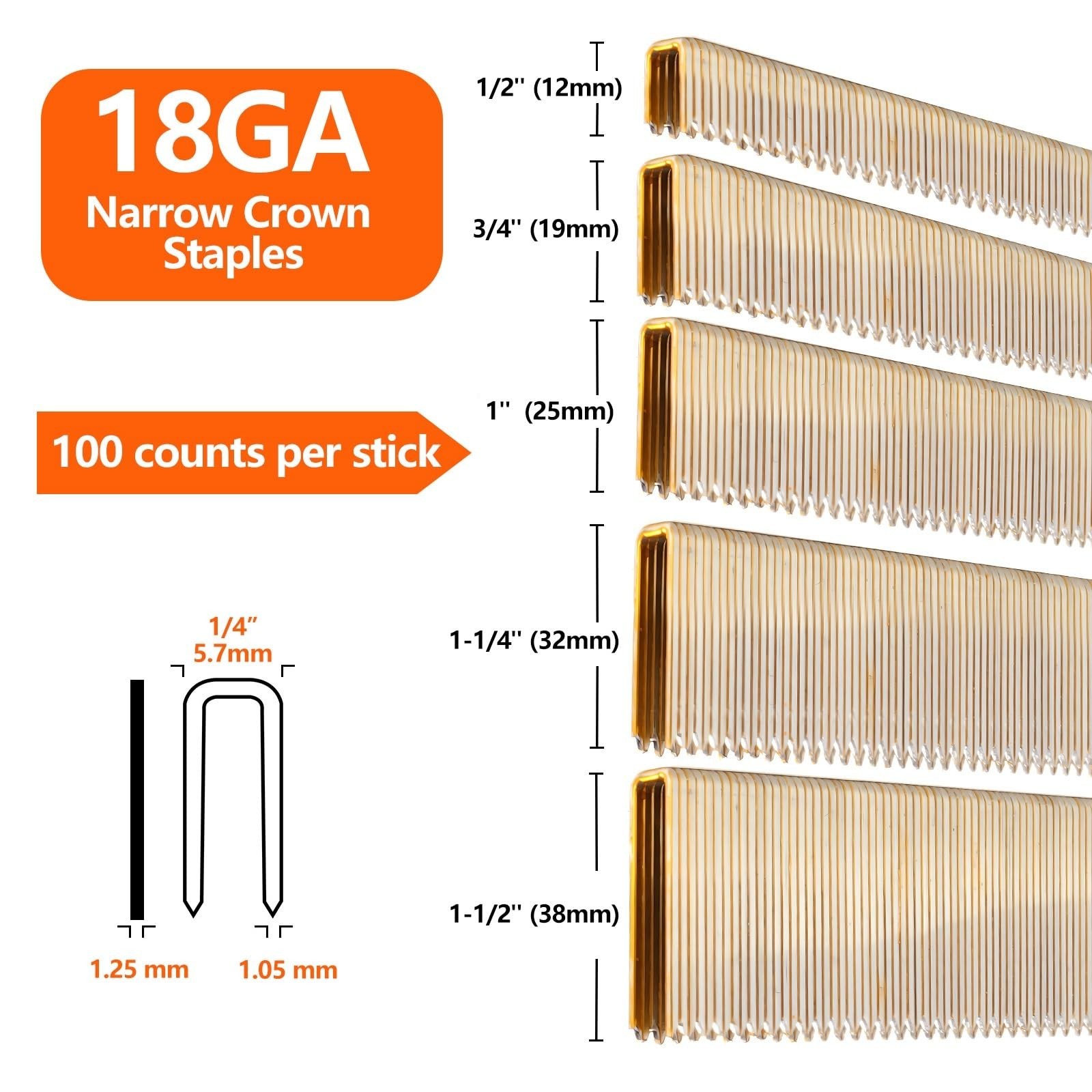 2000-Count 18 Gauge 1/4 Inch Narrow Crown Staples 1.0- Inch Length, Heavy Dut…