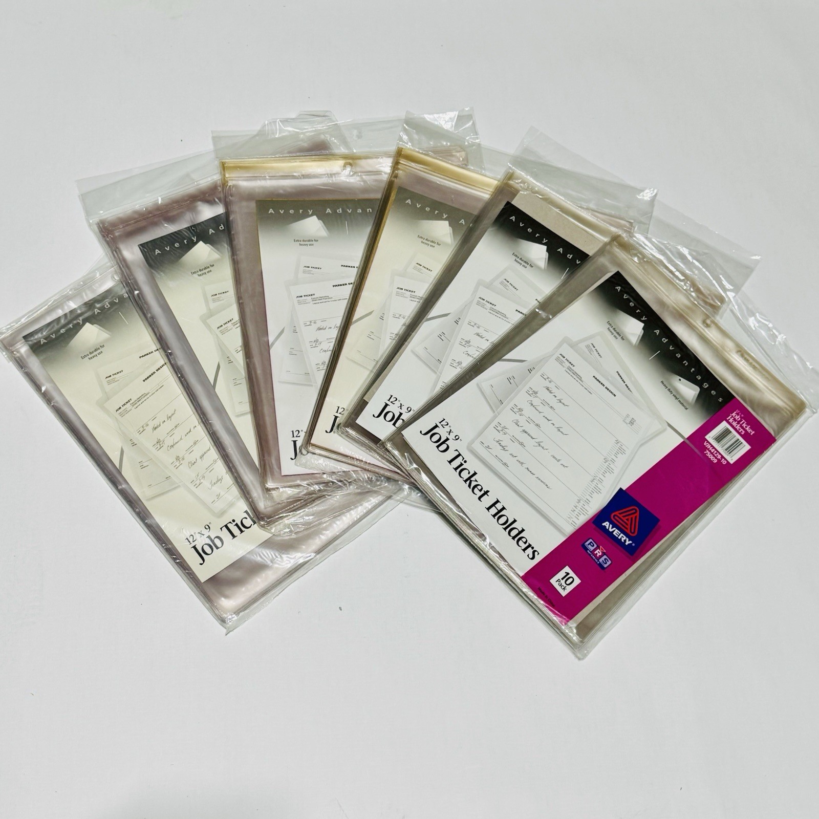 Avery 12″x9″ Job Ticket Holders Lot of 6 Packs (10 Per Pack 60 Tot) PLEASE READ