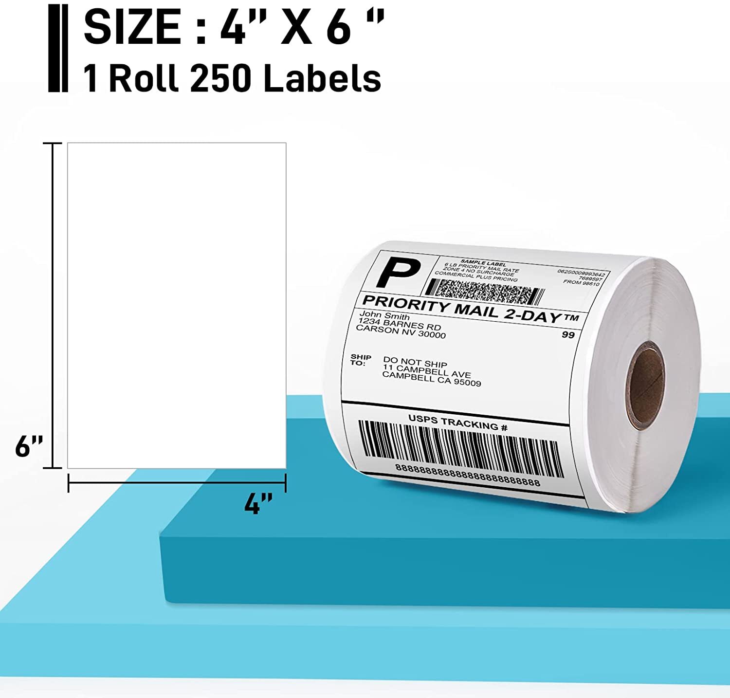 500/1000X 4 x 6 Phomemo Label Thermal Shipping Labels for Zebra & Rollo Printers