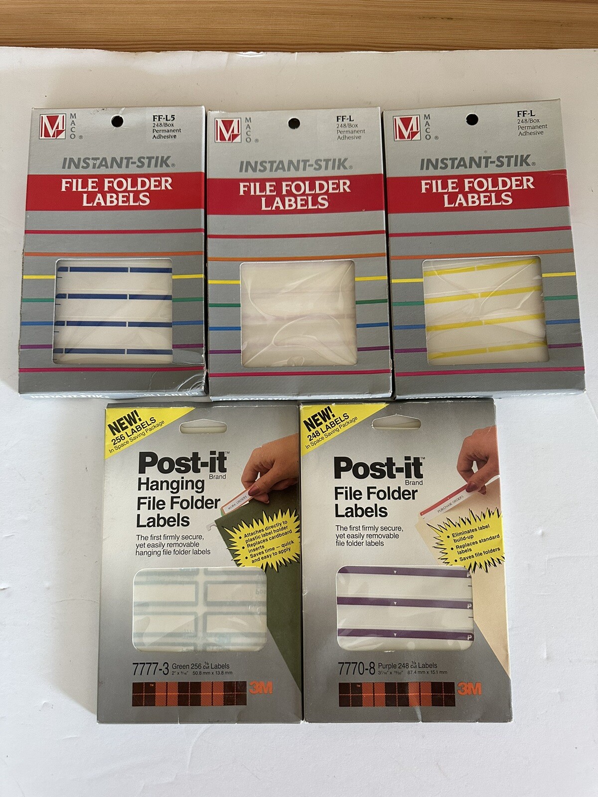 lot of 5 packs file folder labels (2x 3m post it hanging and 3x instant sticks )