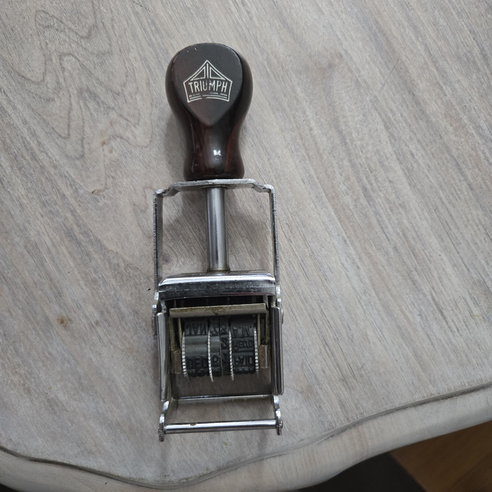 Self Inking Stamp For Date Day Month Year – Triumph No. 121 1/2 Wood Handle