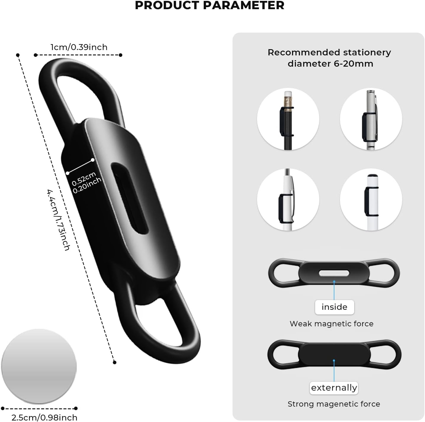 10 Pack Magnetic Pen Holder for Refrigerator, Adjustable Pen Pencil Holders