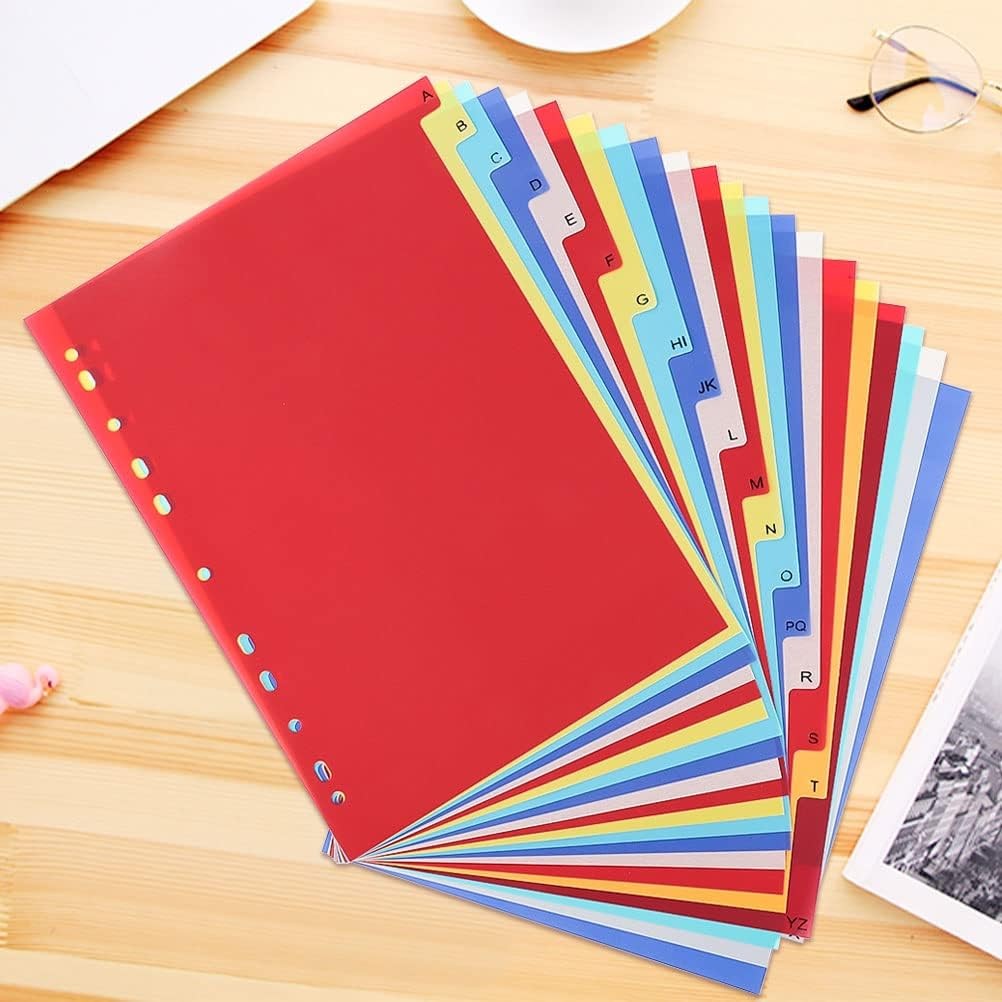 21 Tab A-Z Binder Dividers, 3 Ring Plastic Binder Dividers with Tabs Multicolor
