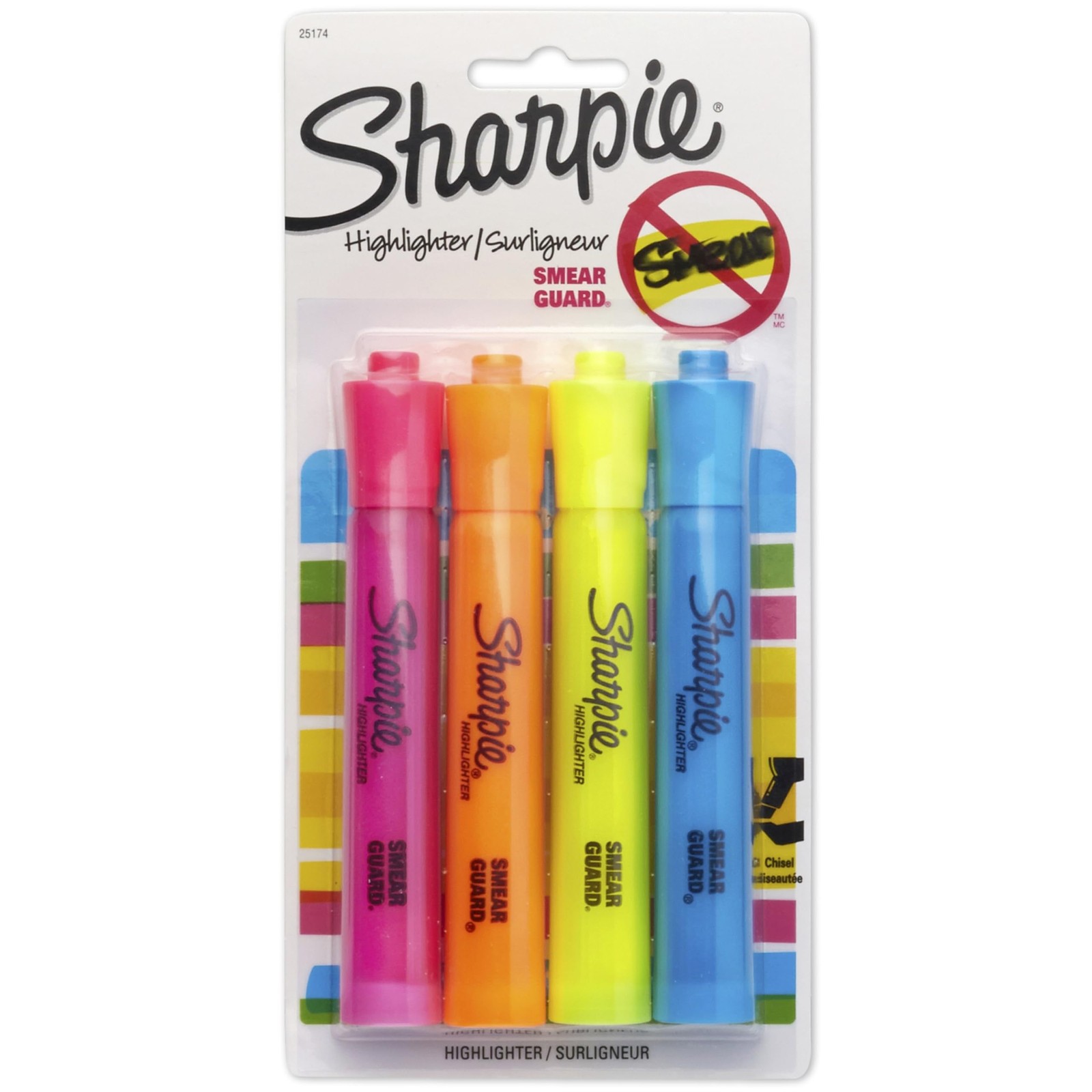 Sharpie Accent Tank-Style 4 Count (Pack of 1), Pink+Orange+Yellow+Blue