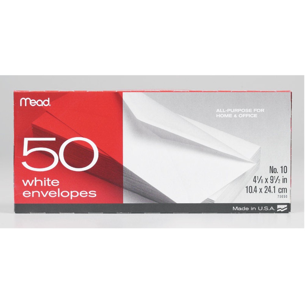 Mead 75050 No.10 White Envelopes 9.5 W x 4.12 L in. for Home/Office (Pack of 24)