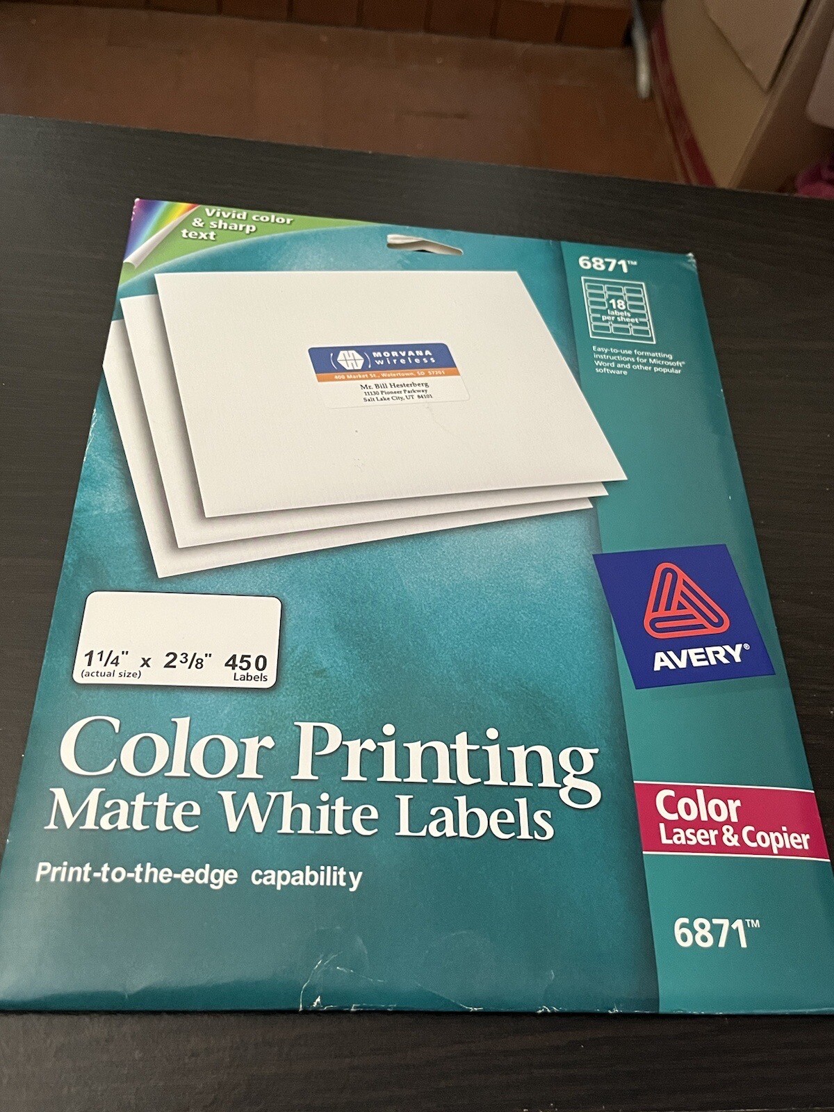 Avery Color Printing Mailing Labels 1 1/4 x 2 3/8 White Open Box 414 Labels