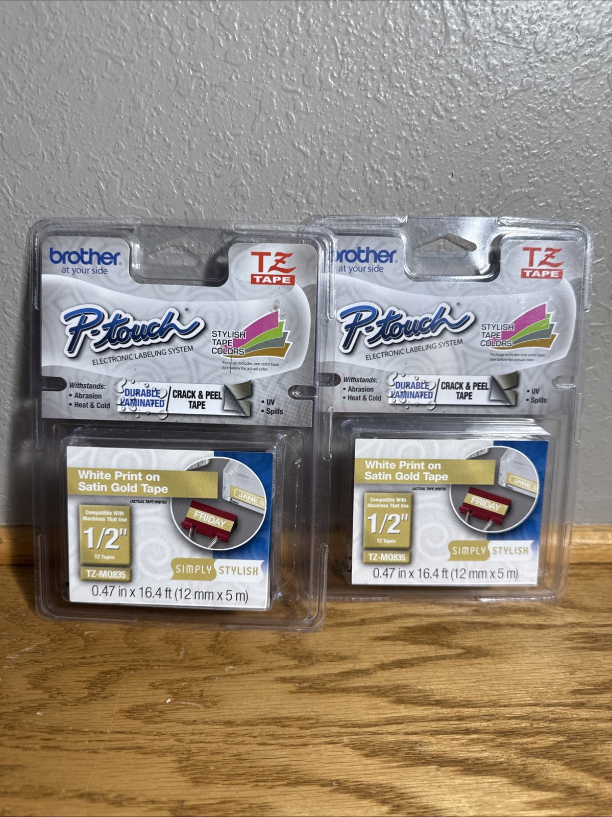 Brother P-touch TZ-MQ835 1/2″ 12mm White Print on Satin Gold TZ Tape SEALED NEW