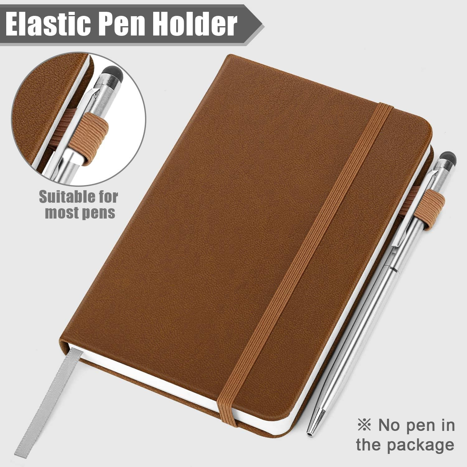 2 Pzs Libreta Bolsillo 3.5×5.5in Tapa Dura PU con Soporte Lapiz y Bolsillo