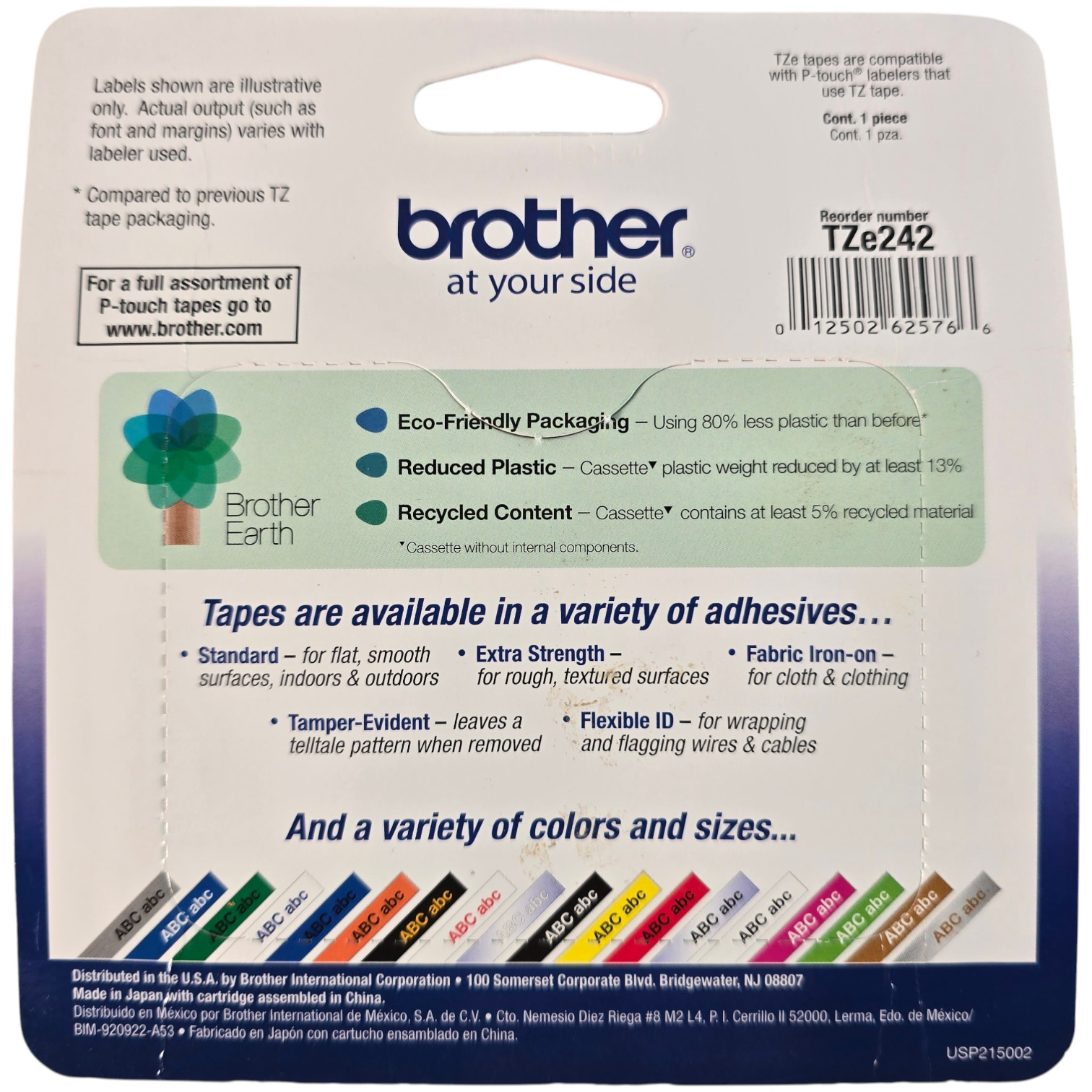 Genuine Brother P-Touch 3/4″ Label Red Print White Tape TZe-242 .7in x 26.2ft