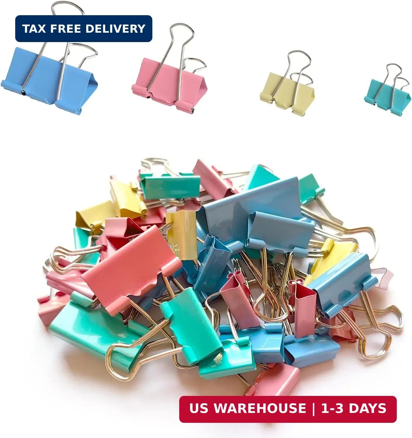 40Pack Colorful Binder Clips, Assorted Sizes 4 Sizes Metal Paper Clips, Stron…