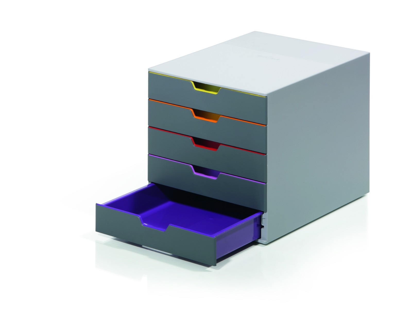 VARICOLOR 5 Drawer Color Coded Desktop Organizer Letter Size Gray Durable
