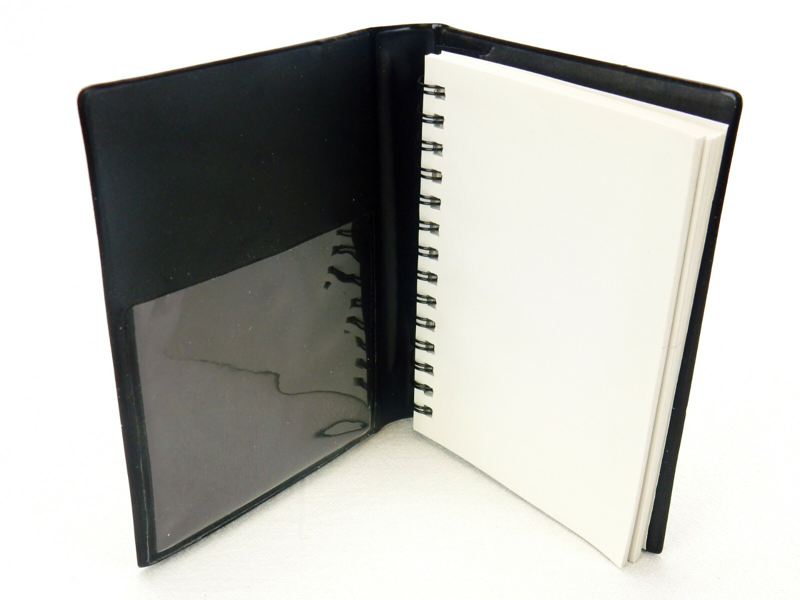 Pocket Jotter Notebook, Padded Cover, Black & Red, Spiral Note Pad, Sweda #VP125