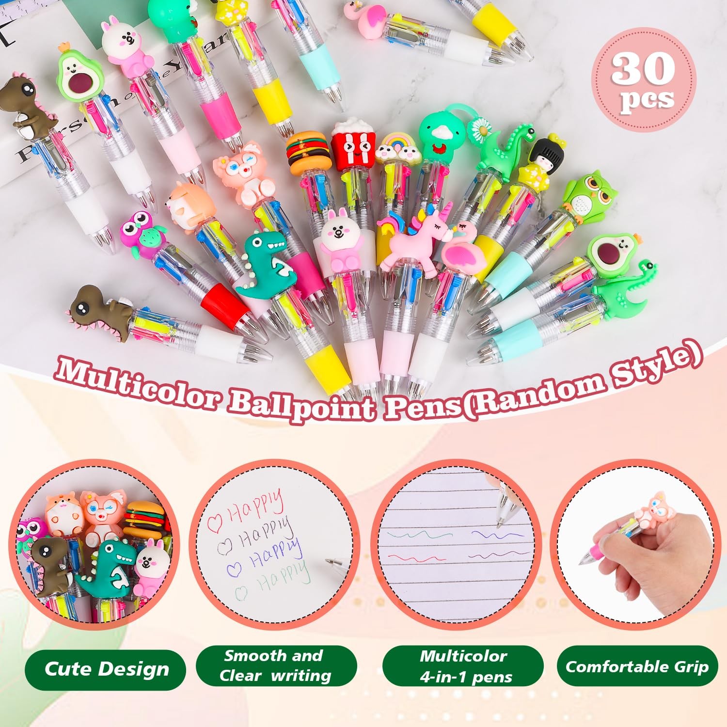 LOKIPA 30 PCS Multicolor Pen in One – 4-in-1 1 Count (Pack of 30),