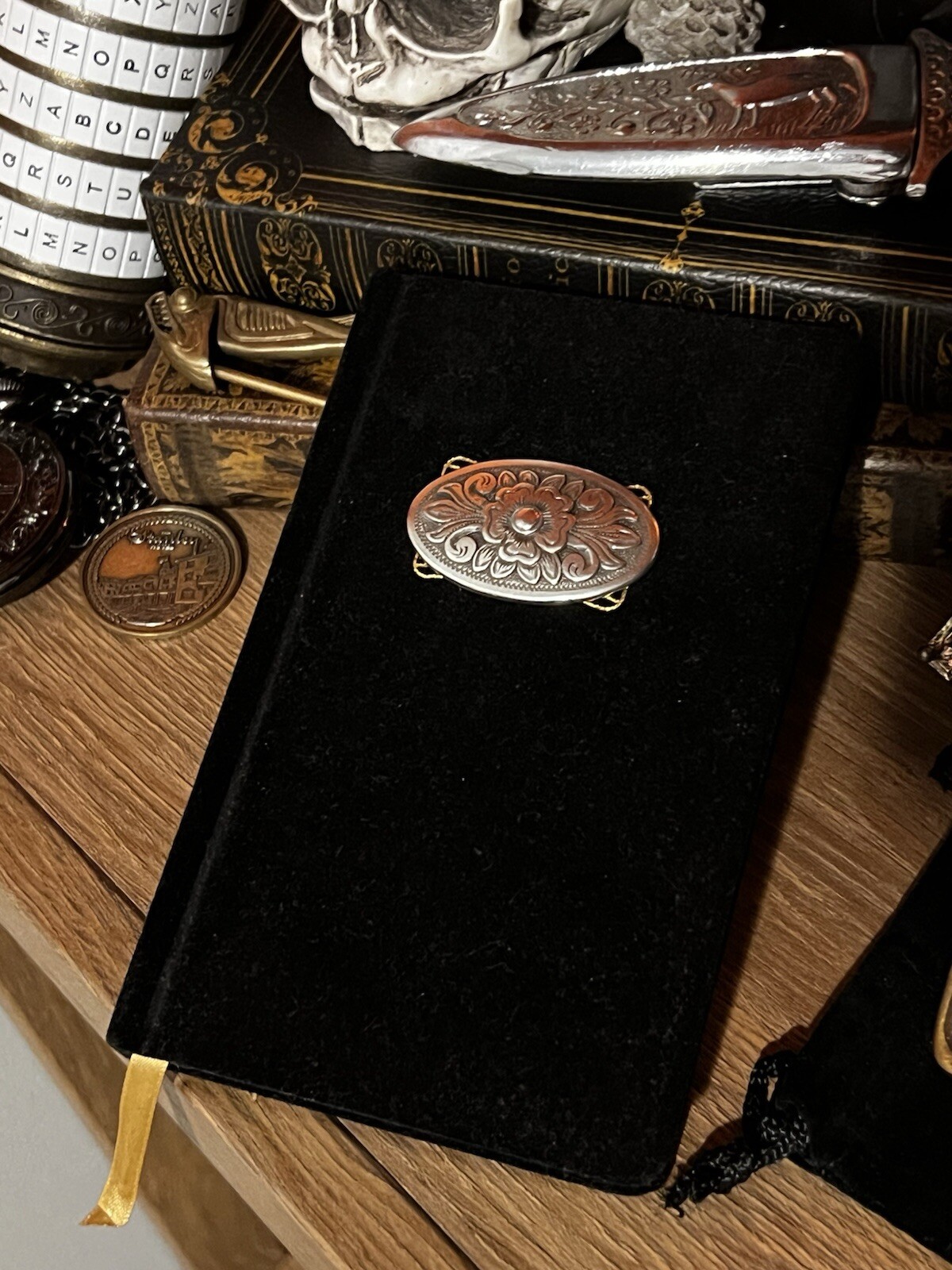 Custom Black Velvet Pocket Notebook. 3.5in x 5.5in