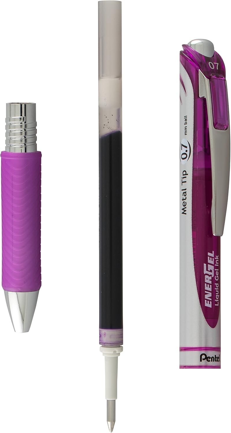 Pentel Refill Ink for EnerGel Liquid Gel Pen, 0.7mm, Violet Ink, Box of 12