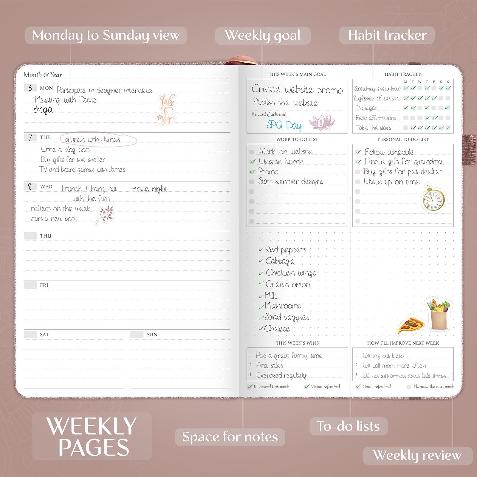 Legend Weekly Planner Premium – Undated Weekly, Monthly & Budget Planner – Li…