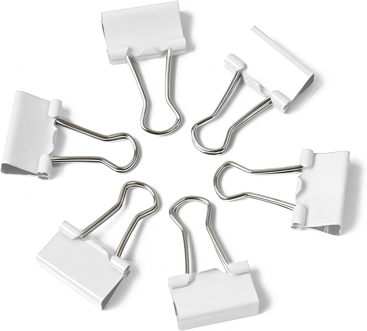 50 Pack Small White Binder Clips 3/4 Inch (19 Mm), Colored Little Paper Clamps,