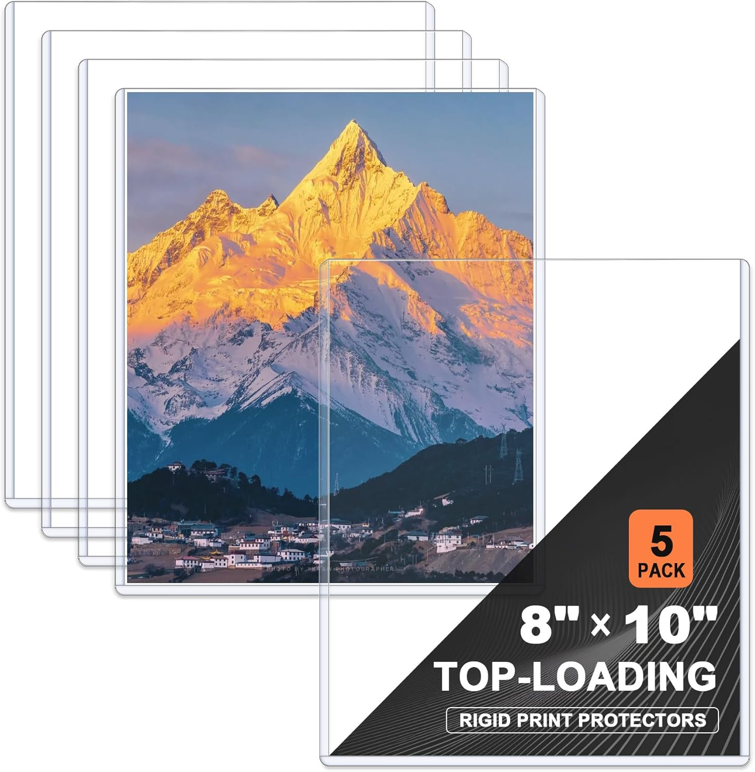 5 Pack 8″ x 10″ Rigid Photo Protectors Clear Top Loading Hard Plastic Sleeves