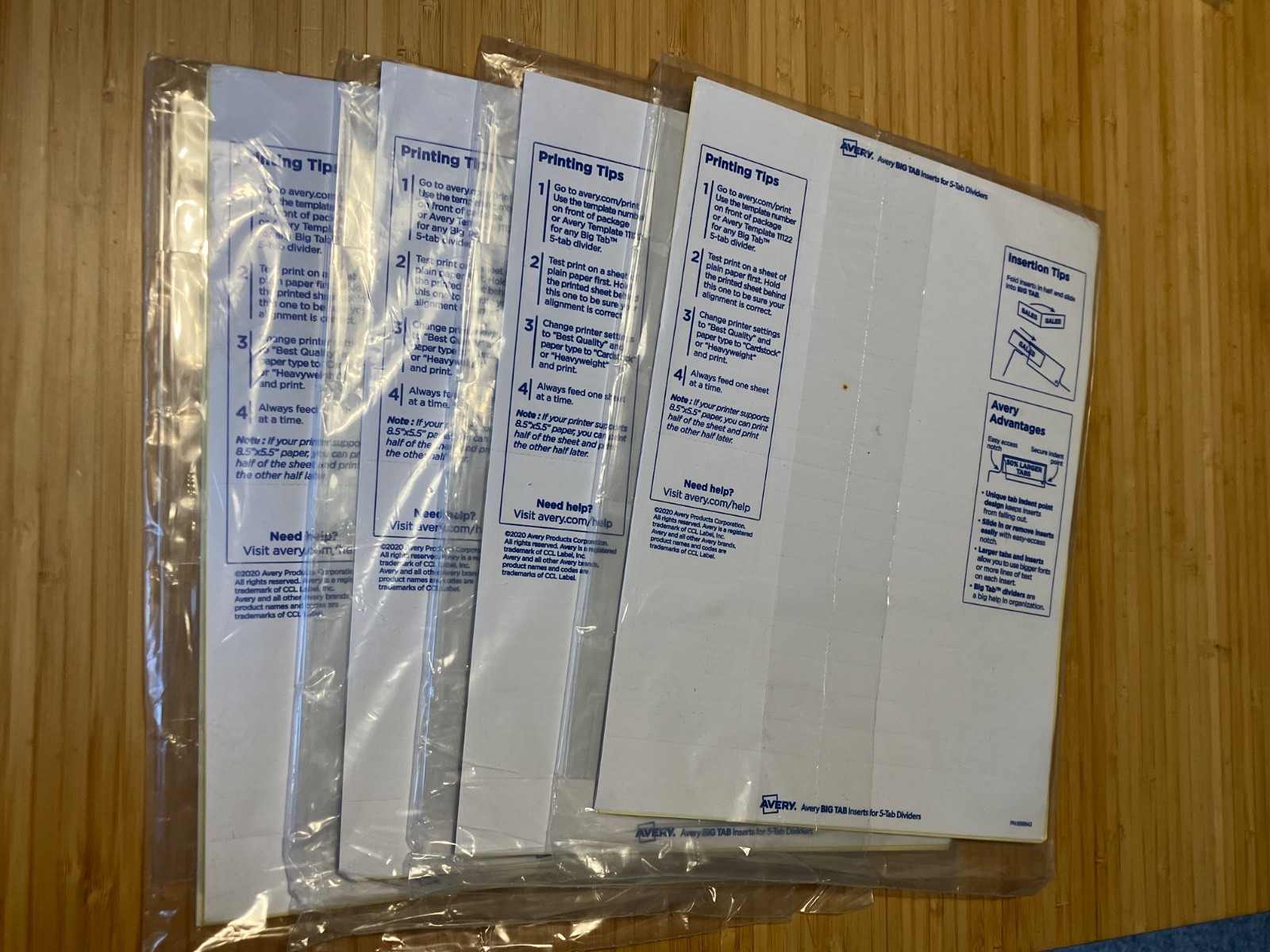 Avery 23281 Big Tab Insertable Dividers, 5 8 20 Tab 3 Ring Binder Letter Clear