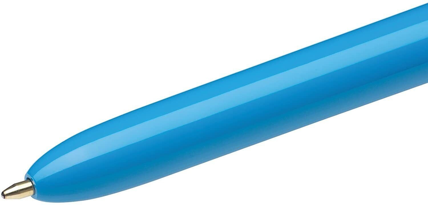 BIC 4-Color Retractable Ballpoint Pen 1mm Black Blue Green Red Ink Blue Barrel