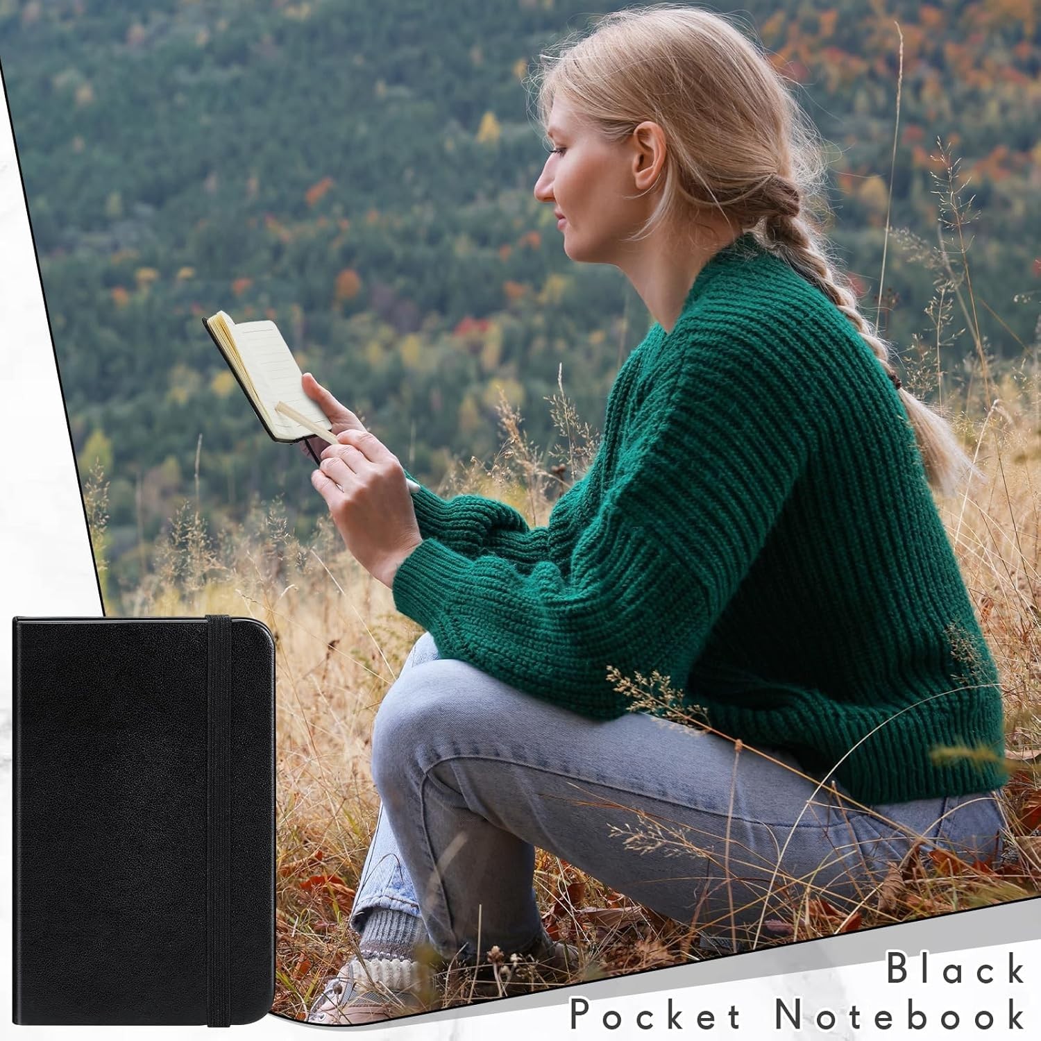 Compact 4-Pc Black Leather Notepad Set – 50 Pages Each for On-the-Go Notes