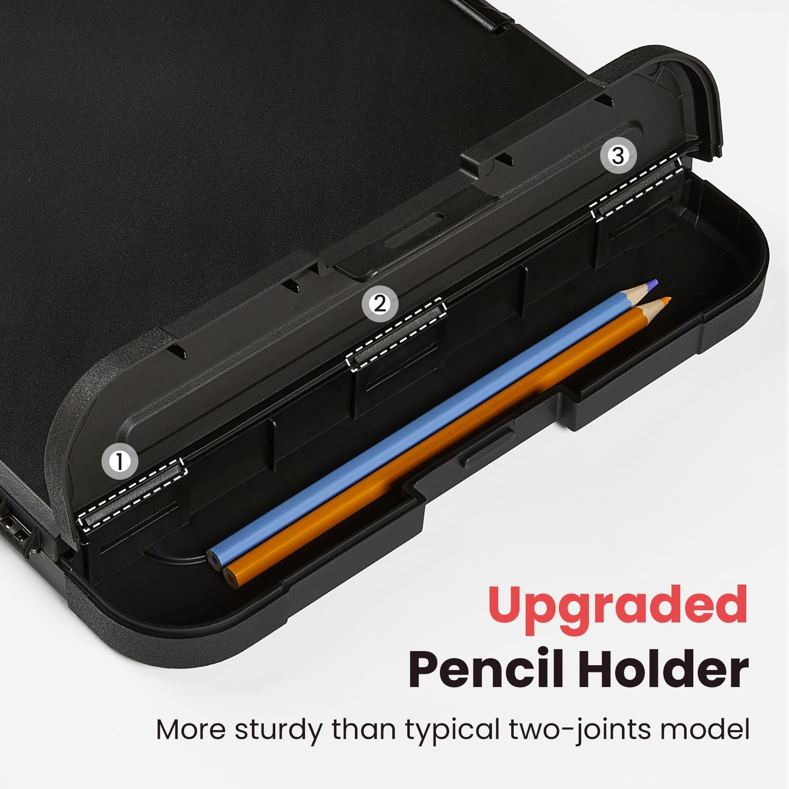 Sooez Reinforced Clipboard with Storage, Inner Plastic Folder Attached, Black