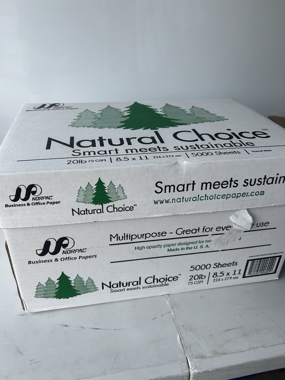 Natural Choice Multi-Purpose Copy Paper, 20 lb, Letter, White, 5000 Sheets