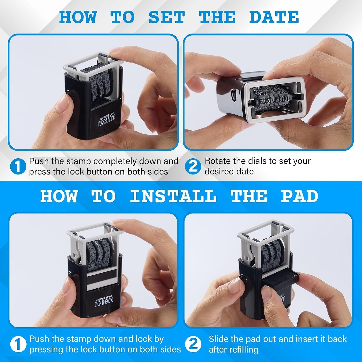Self-Inking Rubber Date Stamp – Great for Shipping, Receiving, Expiratio…