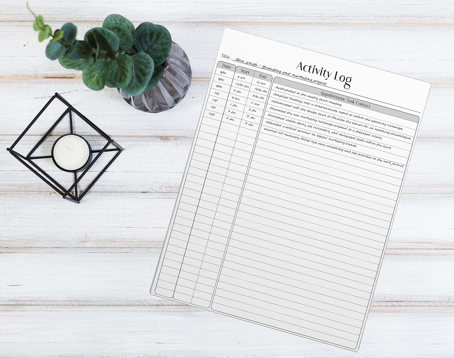 Better Office Products Activity Log Notepad, 8.5″ X 11″, Planning Note Pad, 50 S