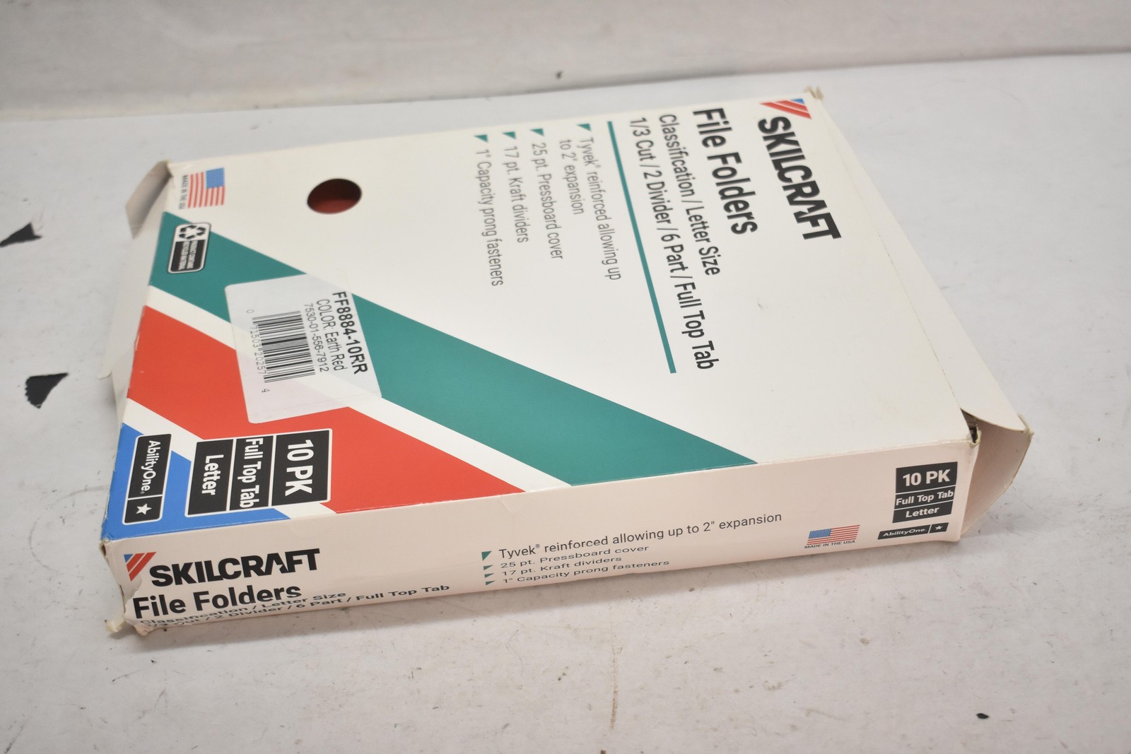 SKILCRAFT Classification Folders Letter Size Earth Red 10 PK Full Top Tab USA