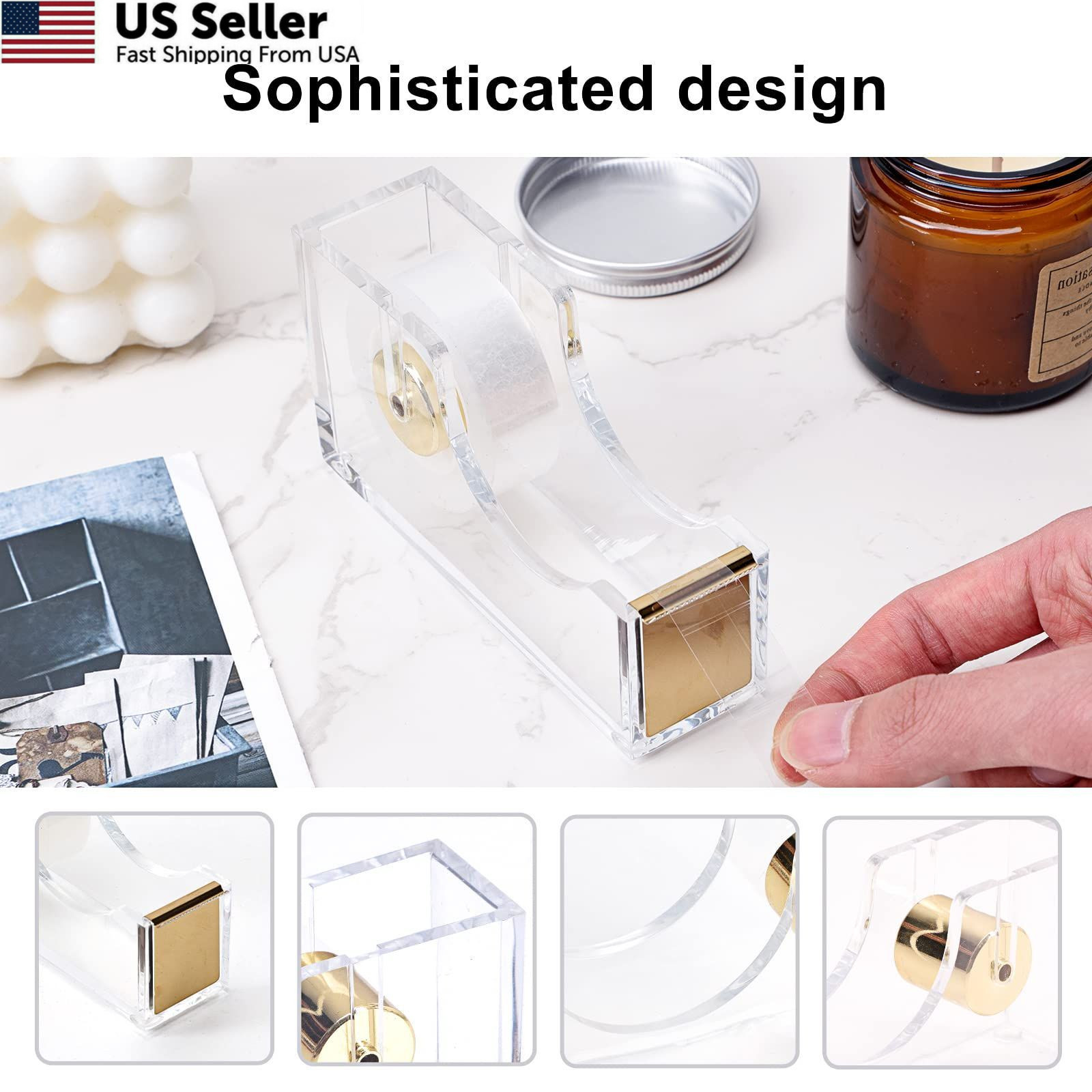 EOOUT Gold Office Supplies Set Desk Accessories, Acrylic Stapler