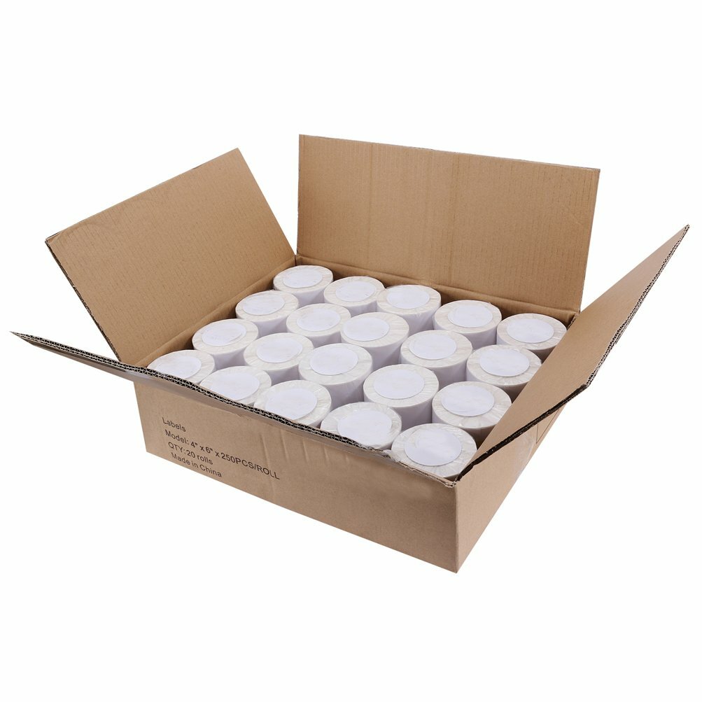 20 Rolls 250/Roll Direct Thermal Labels 4×6 For Zebra 2844 ZP450 Eltron ZP500 US