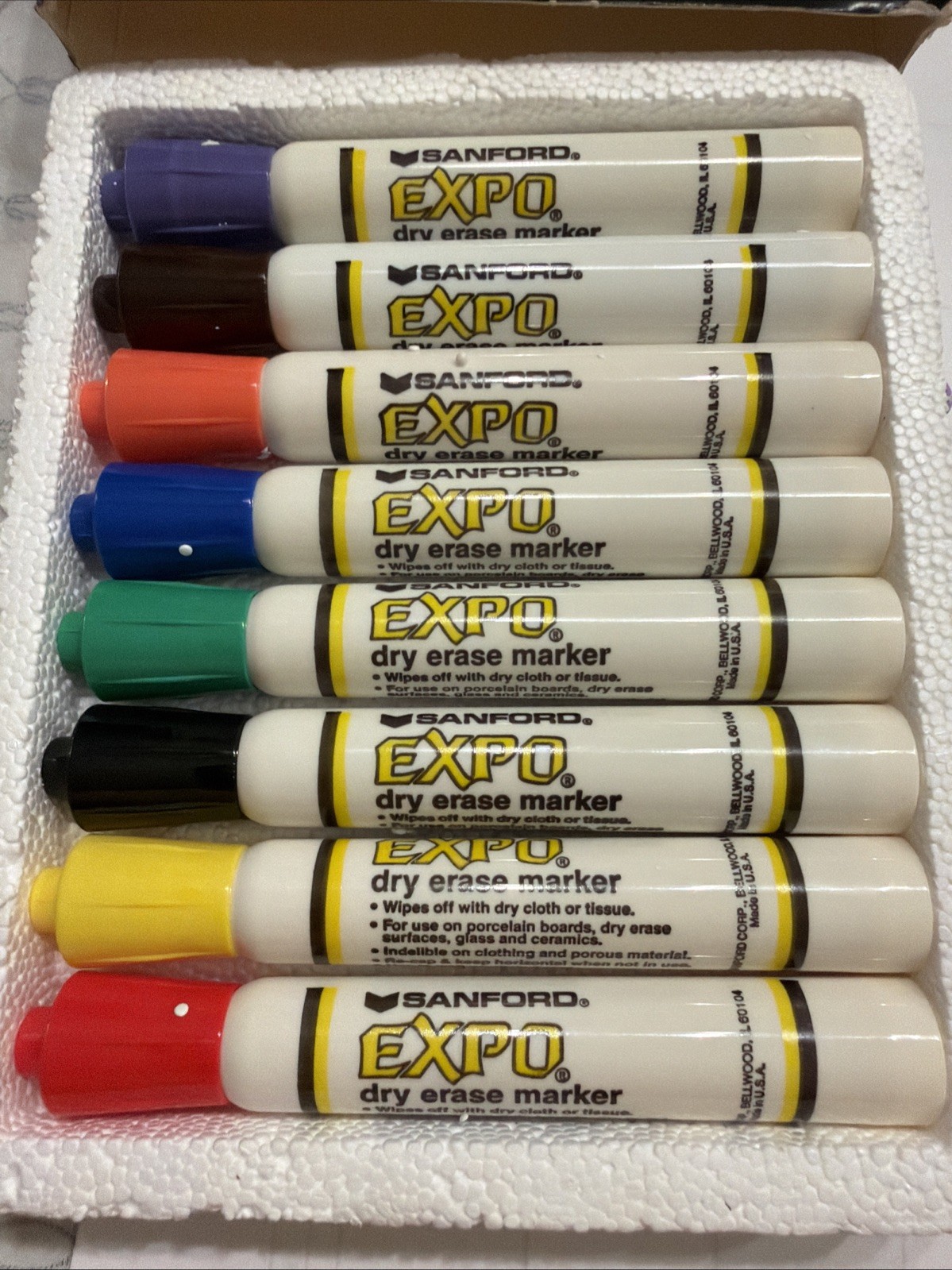 Vintage Complete SANFORD EXPO Dry Erase Markers 83078 8 Colors Good Ink! See Pic