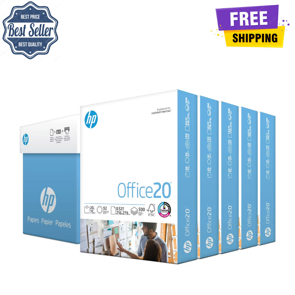 HP Office 20lb Copy Paper, 8.5 x 11, Letter Size, 5 Reams,2500 Sheets, 92 Bright