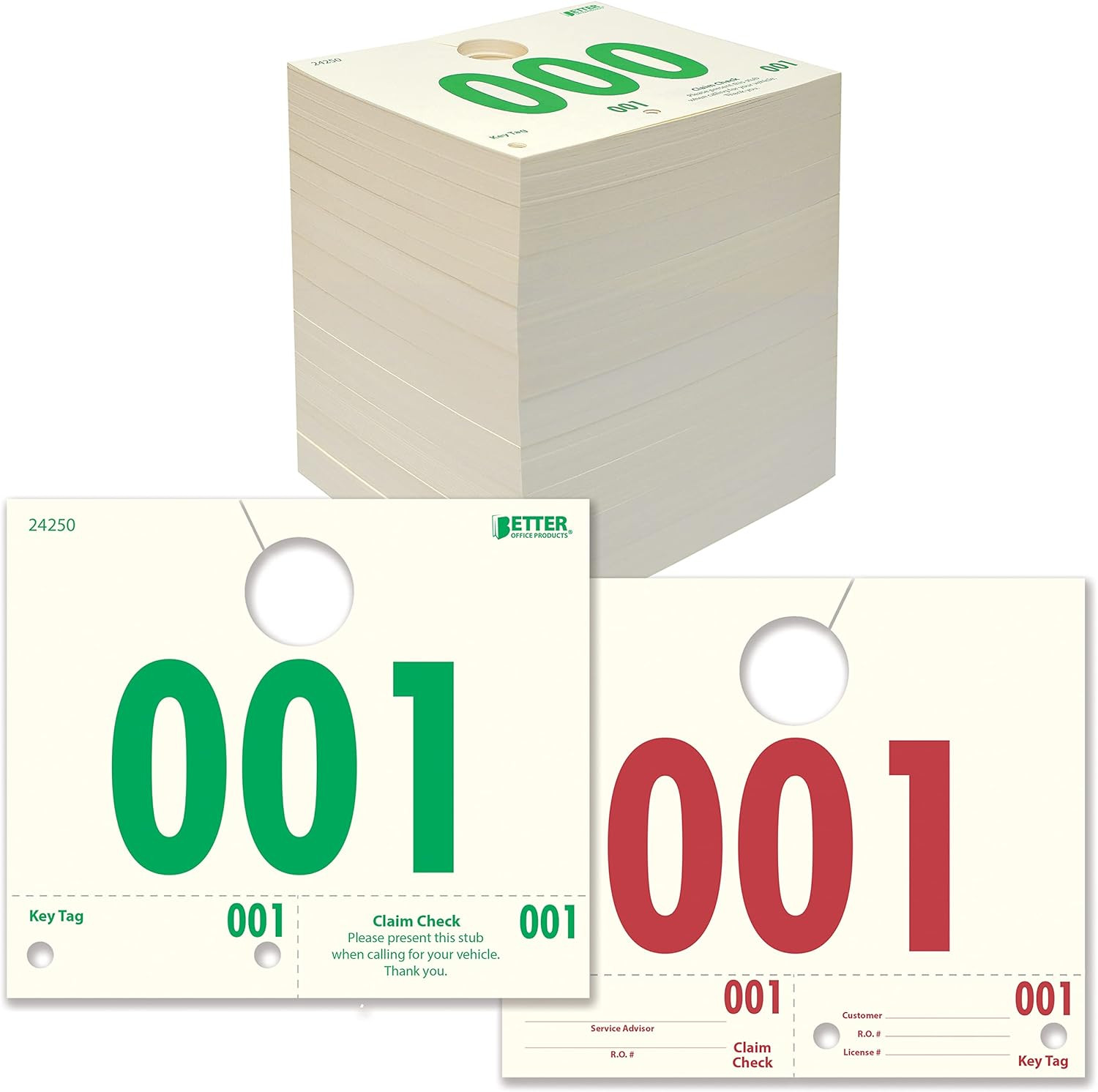Service Dispatch Numbers, 1000 Count, Numbered 000-999, Car Repair Tags, Service
